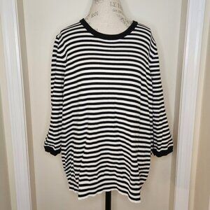 Black White Stripe Knit Sweater Top